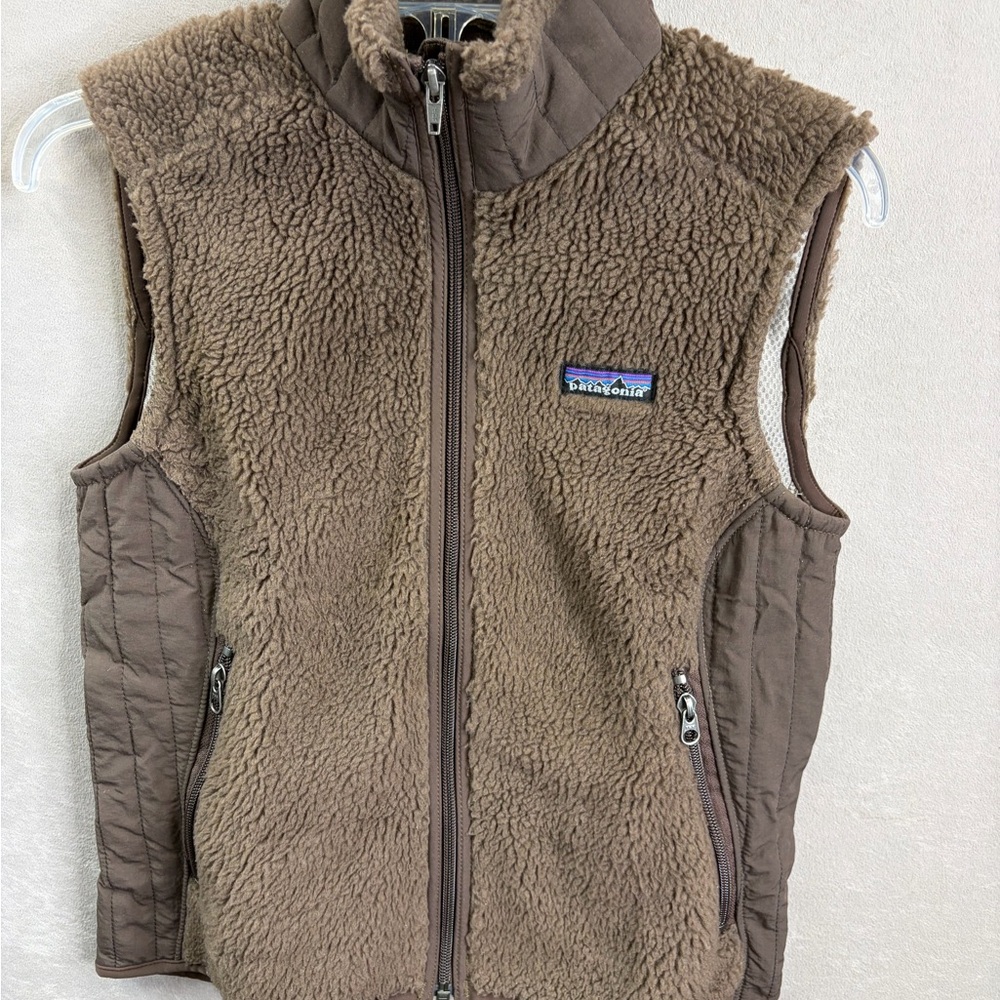 Patagonia Sherpa Fleece Vest Brown Full Zip Cozy Women’s Small